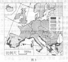 图3为欧洲四种农业地域类型分布图,图4是该区