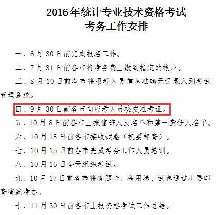 2016年广东统计师考试考试准考证发放时间已